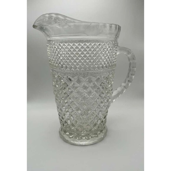 Vintage Anchor Hocking Wexford Clear Glass 64 Oz Pitcher and 8 Oz Creamer Bundle - Picture 7 of 14